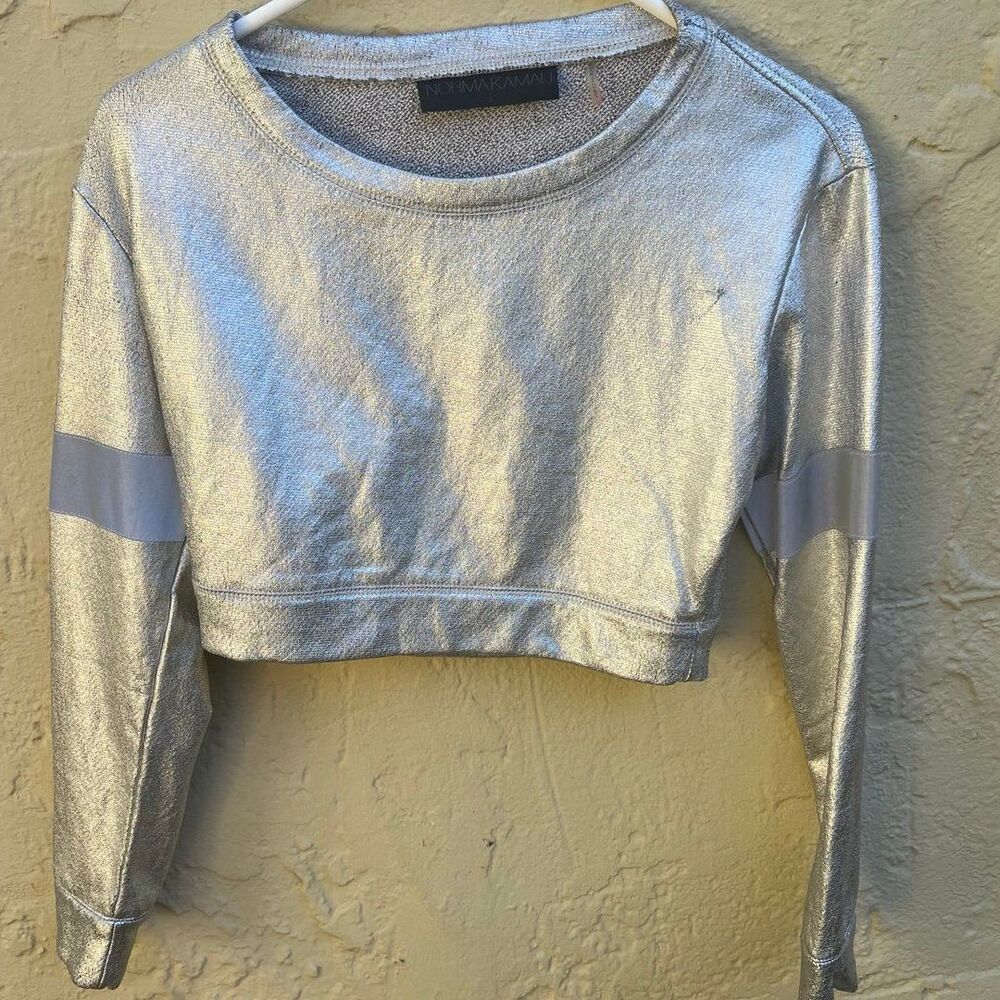Cropped Silver lightweight sweatshirt - short crop Norma Kamali